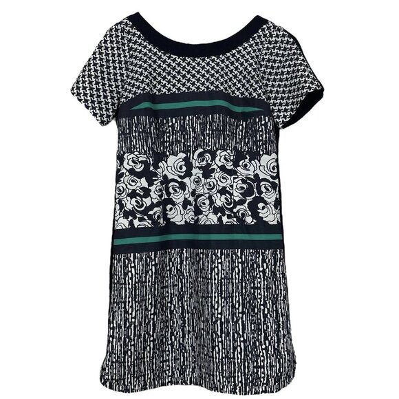 Plenty by Tracy Reese Floral Colorblock Cocktail Dress Black White Green Size 6 - Picture 1 of 10